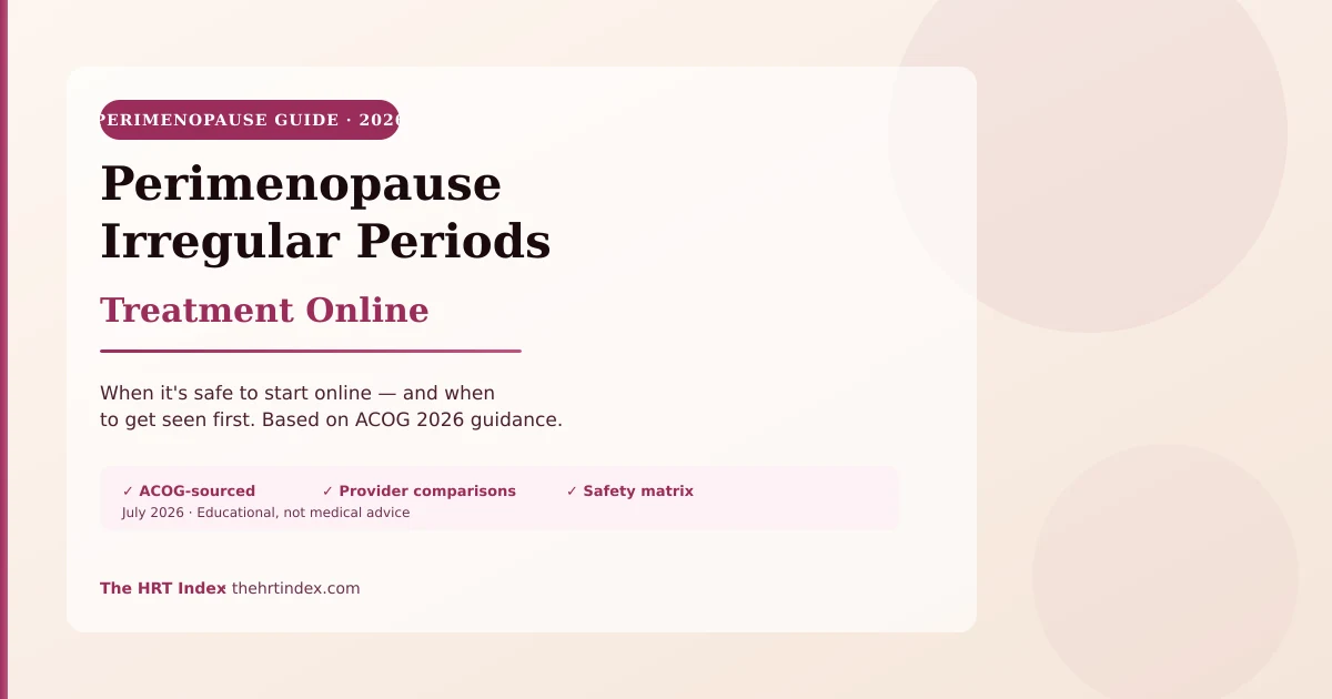 Perimenopause irregular periods treatment online: pattern-safety decision guide, 2026